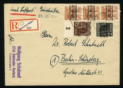 KARLSRUHE-DURLACH / 21.7.48, Lupo-Ebf. nach Berlin portorichtig zu 89 ...