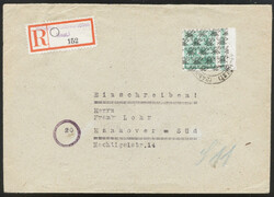 84 Pf. Netzaufdruck einzeln auf Ebf. mit prov. R- Zettel aus ...