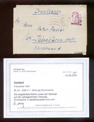 1 Fr. auf 10 Pf. (Marke Querbug) einzeln auf Zeitungs-DS-Schleife (1 ...