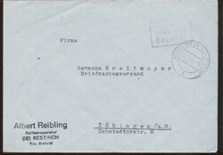 GROSS FELDA (OBERHESS) / 2.1.46, K2 mit viol. R2 'Gebühr / bezahlt' ...