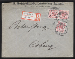LEIPZIG 1 / * h / 30.8.90, Klaucke-Stempel 3x auf Postauftrag mit 3 x ...