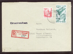 Bad Liebenzell (14b) (Württ), roter Einschreibstempel auf Ebf. mit ...