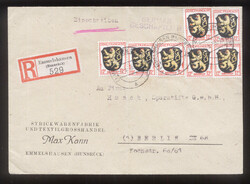 12 Pf. Wappen mit teilweise stark farbübersättigtem Rotdruck, 7 ...