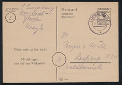 prepaid / 6 / Pfg. / bezahlt, BehelfsGA der RPD Schwerin mit 'Write ...