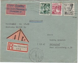 IDAR-OBERSTEIN 2 / 29.11.48, NN-Ebf. mit 60 DPf. II. sowie 10 und 20 ...