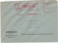 SAARBRÜCKEN 2 / 29 DEZ 55, SATAS-Absenderfreistempel der Fa. Andreae ...