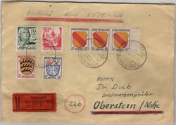 GUTENZELL / über BIBERACH (RISS) / 25.8.47, Wertbrief über 1500 RM ...