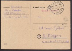 ALTSHAUSEN (Württ) / 31.3.47, roter L1 'Gebühr bezahlt' auf Karte