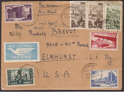 SAARBRÜCKEN 13 / 2.9.53, Luftpostbrief in die USA (Zone 3, 50 gr. = ...