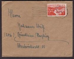 25 Fr. Flugpost 1948 einzeln auf Brief mit Maschinenstempel ...