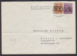 OBERNZELL / 2.8.48, Luftpostbrief nach Berlin mit 6 und 24 Pf. ...