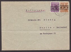OBERNZELL / 3.8.48, Luftpostbrief nach Berlin mit 6 und 24 Pf. ...