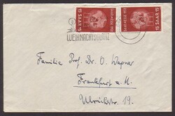 15 Fr. Saarmesse 1952, 2 Stück auf portor. Brief nach Frankfurt ab ...