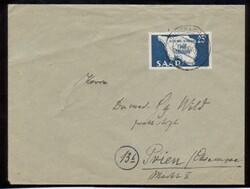 25 Fr. Verfassung 1948 einzeln auf portor. Brief nach D'land ab ...