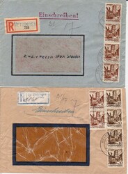 METZINGEN / 7.10.48, großer K2 auf Fenster-Ebf. mit 10 (4) und 20 ...