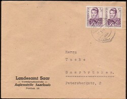 SCHWALBACH / über SAARL / 22.9.48, aptierter K2 auf Brief mit waager ...