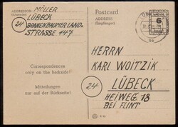 prepaid / 6 / Pfg / bezahlt, NotGA der RPD Schwerin auf grauem Karton ...