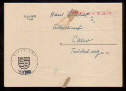 'Gebühr bezahlt 20 Pf', roter L1 (Type nicht bei Richter) auf ...