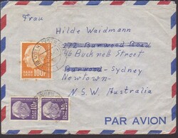 VÖLKLINGEN / 14.2.59, portor. Luftpostbrief nach Australien (Zone 11 ...