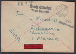 WEIDEN (Opf.) 2 / 30.3.46, schwarzer L1 'Gebühr bezahlt' auf ...