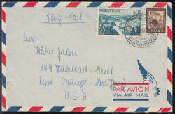 BISCHMISHEIM über SAARBRÜCKEN / 1.10.52, Luftpostbrief in die USA ...