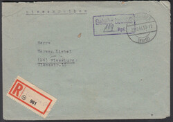 TROSSINGEN (Württ) / 23.12.46, viol. R2 'Gebühr bezahlt / .....Rpf ...