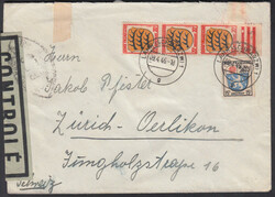 G.B.C., Spitzoval beidseitig mit grünem Verschlußstreifen auf Brief ...