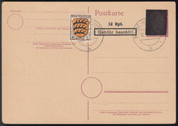 OPD Neustadt, '12 Rpf. Gebühr bezahlt' auf GA 6 Pf. Hitler mit PLZ- ...