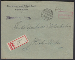 ERFURT 1 / 31.8.23, roter R1 'Gebühr bezahlt' auf Ebf.Automatically ...