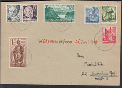 BELLHEIM / 21.6.48-12, K2 auf philatel. Umschlag mit 2, 15, 16, 24, ...