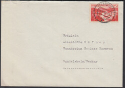 25 Fr. Flugpost 1948 einzeln mit K2 SAARBRÜCKEN 2 / 24.9.49 auf ...