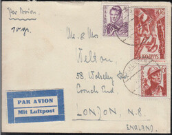 VÖLKLINGEN (SAAR) / 7.3.49, portor. Luftpostbrief nach London (31 Fr ...