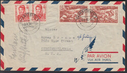 SAARBRÜCKEN 3 / 9.9.50, Luftpostbrief in die USA (Zone 3, - 5 g.) im ...