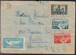 SAARLOUIS 1 / 18.7.53, Luftpostbrief in die USA (Zone 3, 7 g. = 76 Fr ...