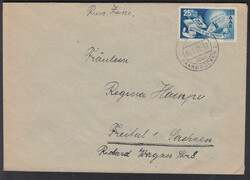 25 Fr. Europarat einzeln auf portor. Brief nach Sachsen mit K2 ...