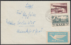 SAARBRÜCKEN 2 / 28.10.55, Luftpostbrief nach Berlin portorichtig zu ...