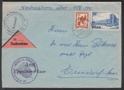 EPPELBORN (SAAR) / 23.9.53, 10 Fr. Saar IV und 30 Fr. Saar V auf ...