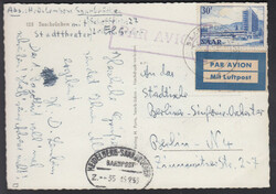 SAARBRÜCKEN 10 / 15.9.53, 30 Fr. Saar V auf AK per Luftpost nach ...