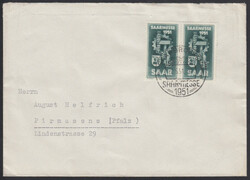 15 Fr. Saarmesse 1951, waager. Paar auf portor. Bedarfsbrief mit SoSt ...