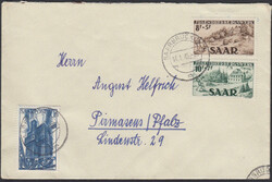 Jugendherbergswerk 1949, beide Werte mit 10 Fr. Saar III auf Brief ab ...