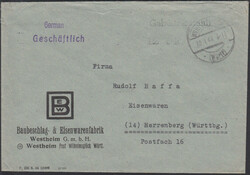 WILHELMSGLÜCK (Württ.) / 30.1.46, Steg-K1 auf Brief mit viol. L1 ...