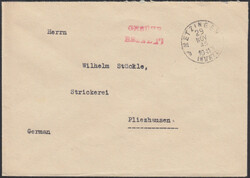 METZINGEN (WÜRTT) / 29 NOV 45, alter württ. Einkreiser auf Brief ...