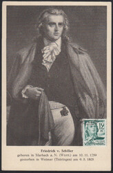 12 Pf. Schiller auf entspr. Maximumkarte mit altem K1 MARBACH / 5.1 ...