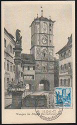 75 Pf. Wangen auf entsprechender Maximumkarte mit Ortswerbestempel ...