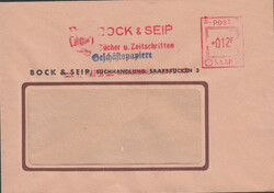 SAARBRÜCKEN 2 / 12 MAI 56, SATAS-Absenderfreistempel der ...