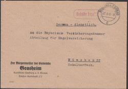 NEUBURG a.d. DONAU / 22.8.45, roter R1 'Gebühr bezahlt' auf frühem ...