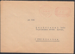 COBURG 1 / 9.4.46, roter Postfreistempel im Linienachteck '24' ...