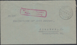 EBERSBERG (b MÜNCHEN) / 19.12.45, Brief mit rotem R2 'Freigebühr ...
