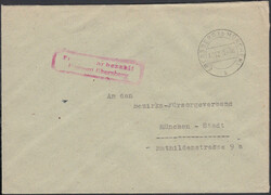 EBERSBERG (b MÜNCHEN) / 19.12.45, Brief mit rotem R2 'Freigebühr ...