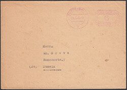 FÜRTH (BAY) 2 / g / 24.5.46, roter Postfreistempel '6' (Richter ...